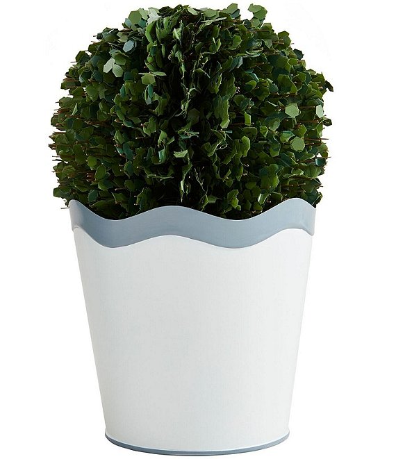 Mud Pie Garden Collection Scalloped Boxwood Topiary Pot, Green - Image 1