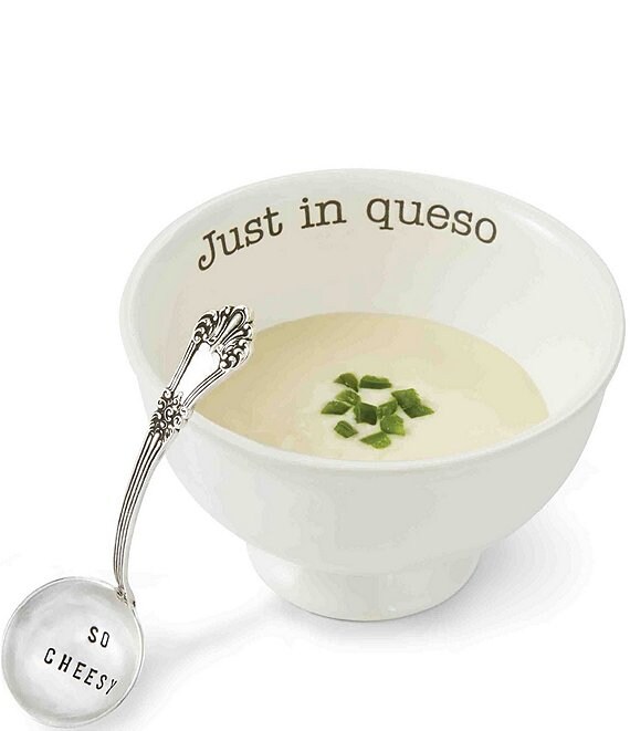 Mud Pie Just In Queso Ceramic & Silver 2-Piece Dip Set