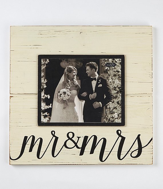 Color:White/Wood - Image 1 - Wedding Collection Mr. & Mrs. Deluxe Frame
