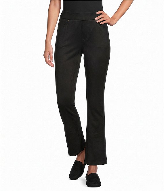 Multiples Petite Size Faux Suede Flared Full Length Pull-On Pants