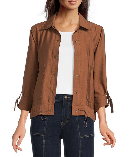 Multiples Woven Point Collar Long Sleeve With Roll Tab D-Ring Jacket