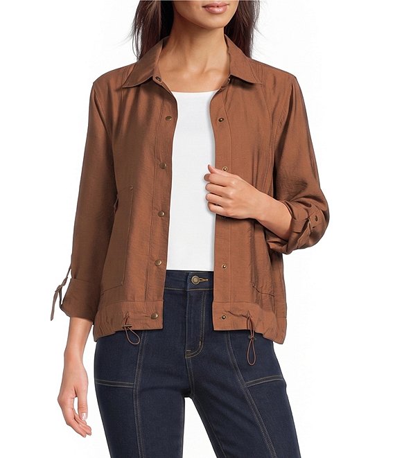 Multiples Woven Point Collar Long Sleeve With Roll Tab D-Ring Jacket