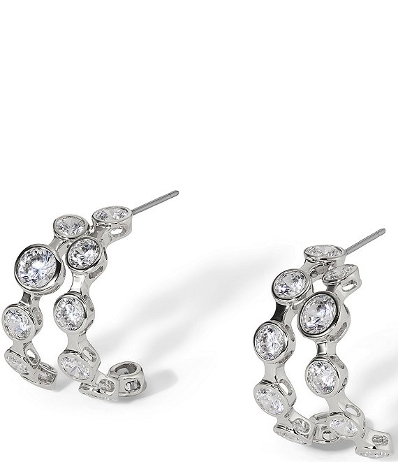 Nadri Brooklyn Double Row C Hoop Earrings
