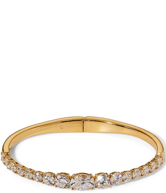 Nadri Stellar Hinge Crystal Bangle Bracelet, Gold - Image 1