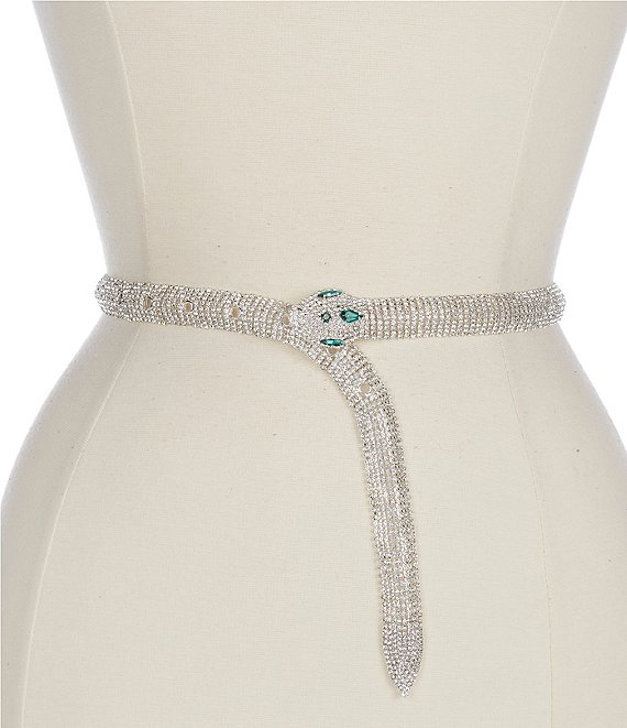 Natasha Accessories 0.75#double; Rhinestone Snake Belt