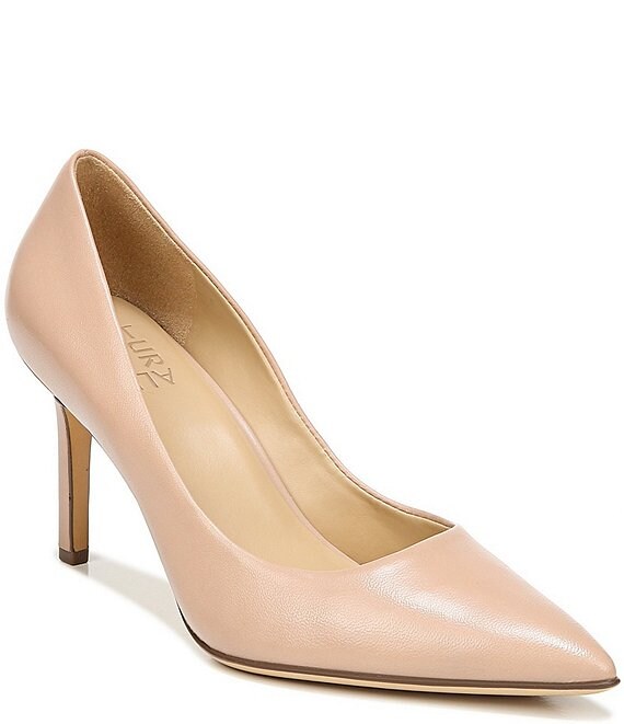 Color:Nude Leather - Image 1 - Anna Leather Pointed Toe Stiletto Pumps