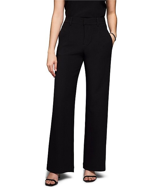 NIC + ZOE Knit Scuba Wide Leg Trouser, Black Onyx - Image 1