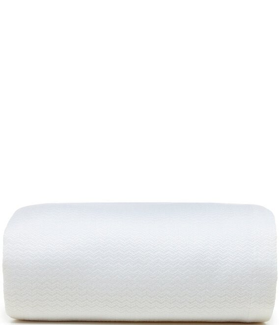 Color:White - Image 1 - Villa Herringbone Cotton Bed Blanket