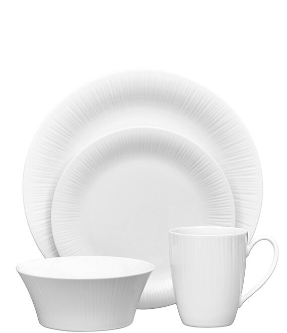 Noritake Conifere Collection Embossed Striped Border Place Setting, White - Image 1