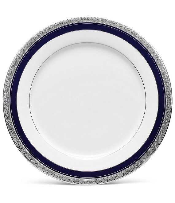 Noritake Crestwood Cobalt Etched Platinum Porcelain Dinner Plate