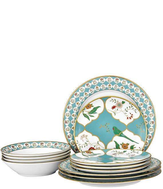 Noritake Lodi's Morning Collection 12-Piece Set, Service For 4, Blue/Gold - Image 1