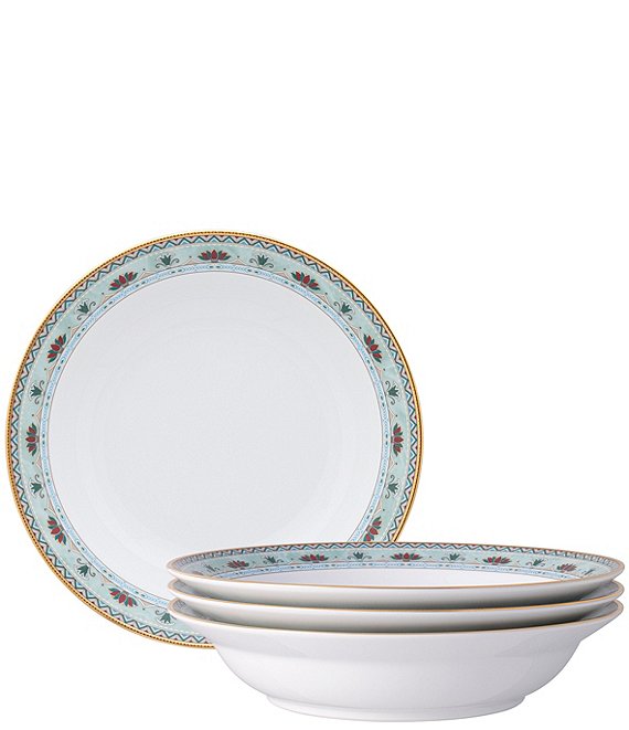 Noritake Serene Garden Collection Rim Dinner Bowls, Set of 4, Sand Green - Image 1