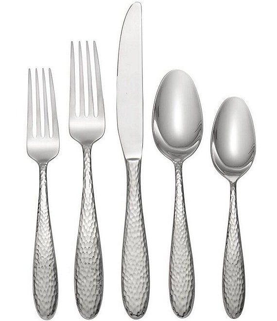 Oneida Reyna Hammered 45-Piece Stainless Steel Flatware Set