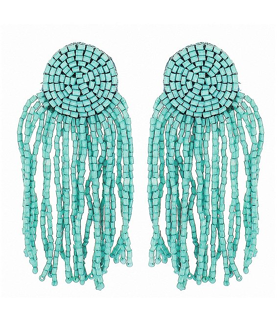 Panacea Seed Bead Fringe Statement Earrings