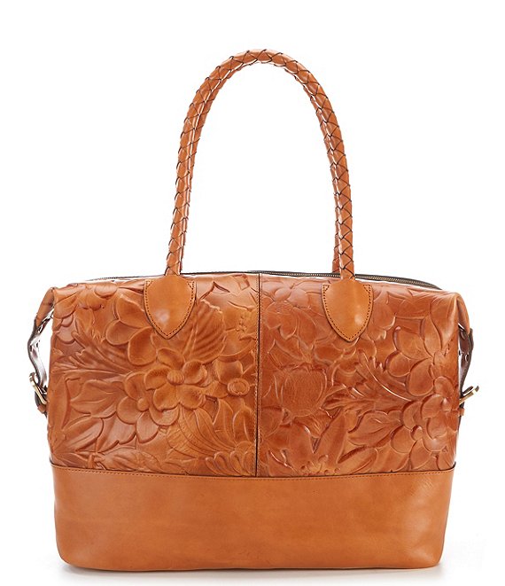 Patricia Nash Floral Deboss Saluzzo Leather Overnighter