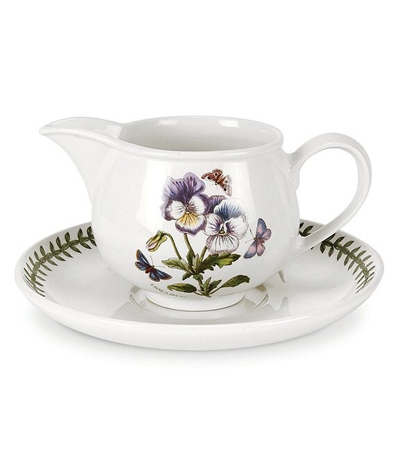 Portmeirion Botanic Garden Pansy Gravy Boat w/ Stand