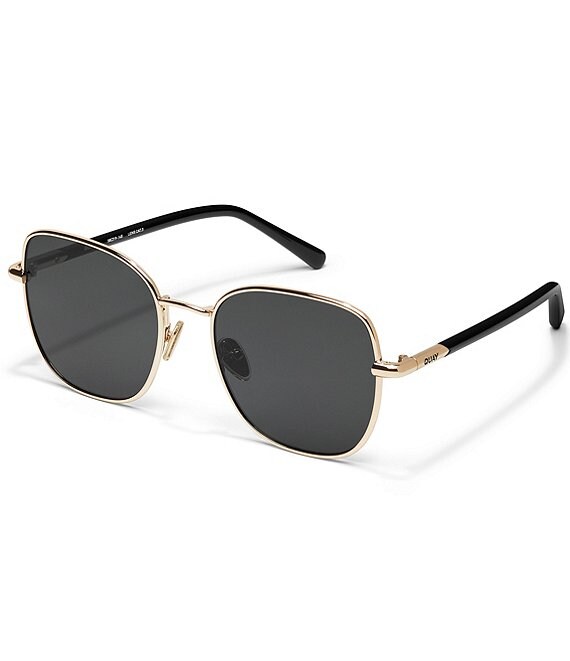 QUAY Women's Uptown 54mm Square Polarized Sunglasses, Gold/Smoke - Image 1