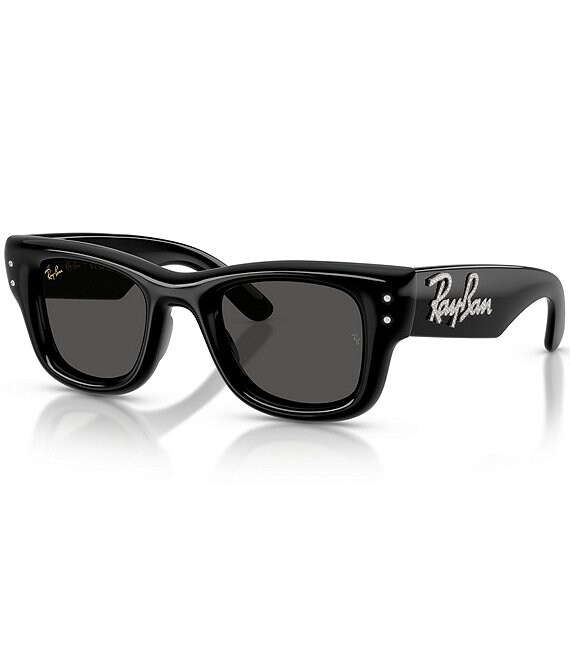 Ray-Ban Unisex Puffer Signature RB4940 50mm Wayfarer Sunglasses, Black with Strass/Dark Grey - Image 1