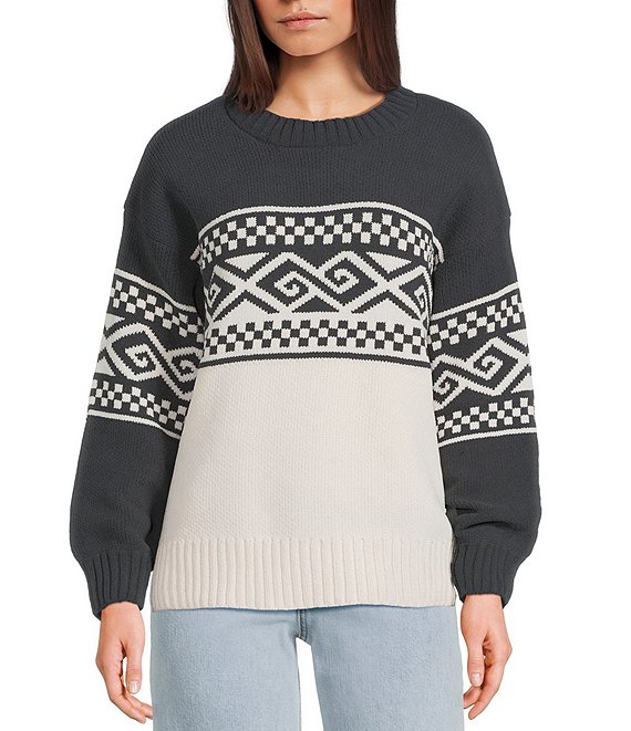 Rip Curl Cosmic Kiss Long Sleeve Mixed-Media Chenille Sweater, Black - Image 1