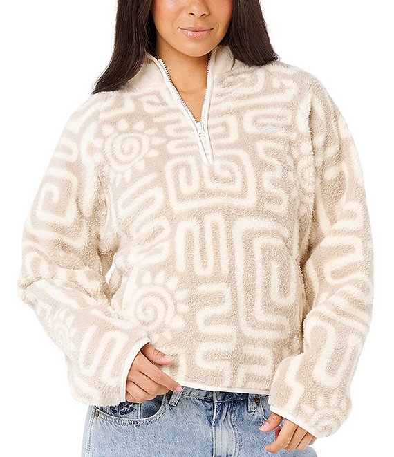 Rip Curl Sunset Luau Long Sleeve Polar Fleece Pullover, Bone - Image 1