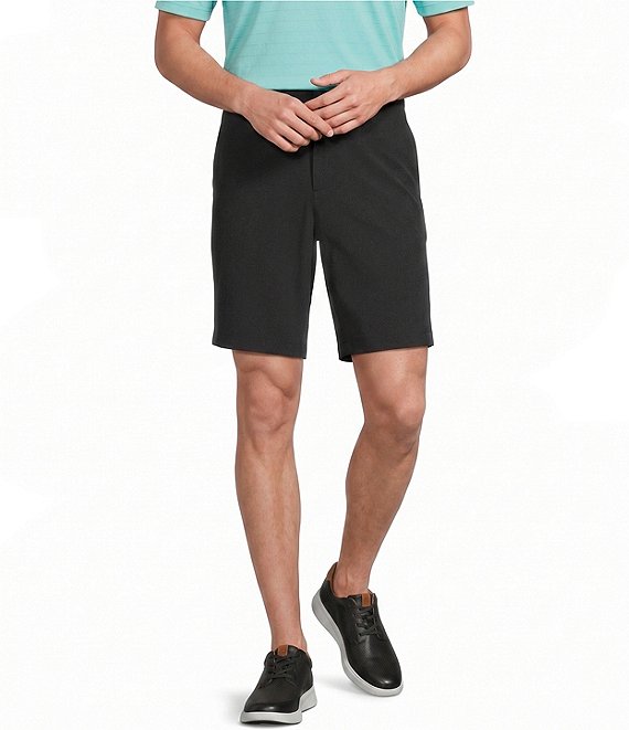 Roundtree & Yorke 9#double; Flat Front Performance Solid Texture Shorts