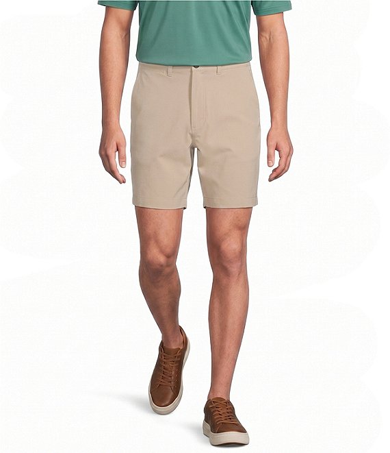 Roundtree & Yorke Big & Tall Solid Flat Front Performance 8#double; Inseam Shorts