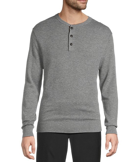Roundtree & Yorke Long Sleeve Solid Henley Pullover Sweater