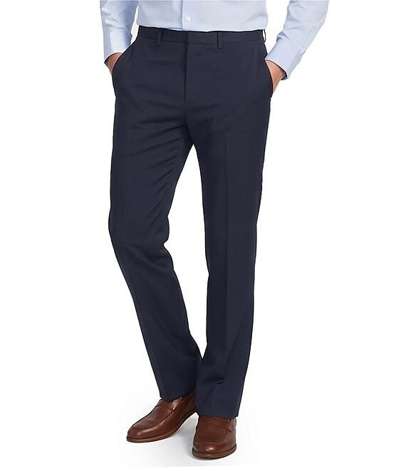 Roundtree & Yorke Performance Flat Front Classic Fit Solid Performance Warp Knit Pants