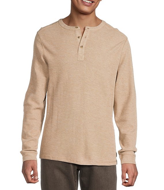 Rowm Long Sleeve Solid Ribbed Henley Pullover