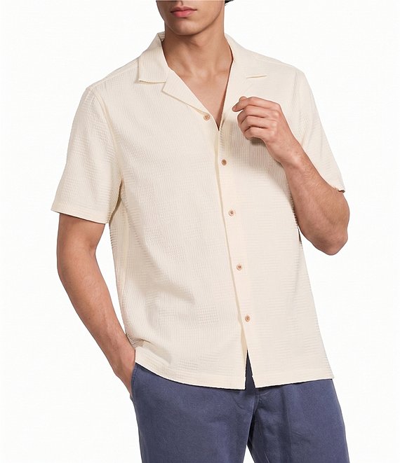 Rowm Short Sleeve Solid Textured Camp Shirt