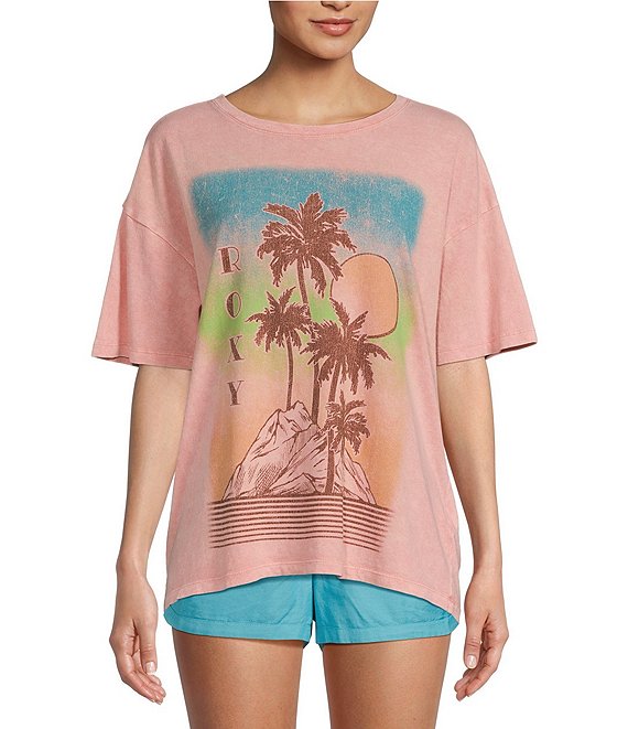 Roxy Palm Springs Oversized Graphic T-Shirt, Mauve Glow - Image 1
