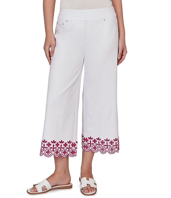 Ruby Rd. Embroidered Pull-On Denim Pants