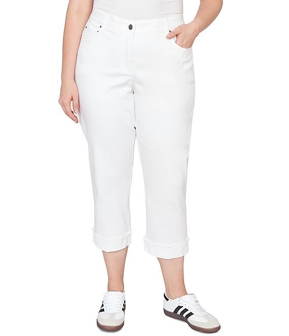 Ruby Rd. Plus Size Soft Stretch Twill Cuffed Hem Girlfriend Pants