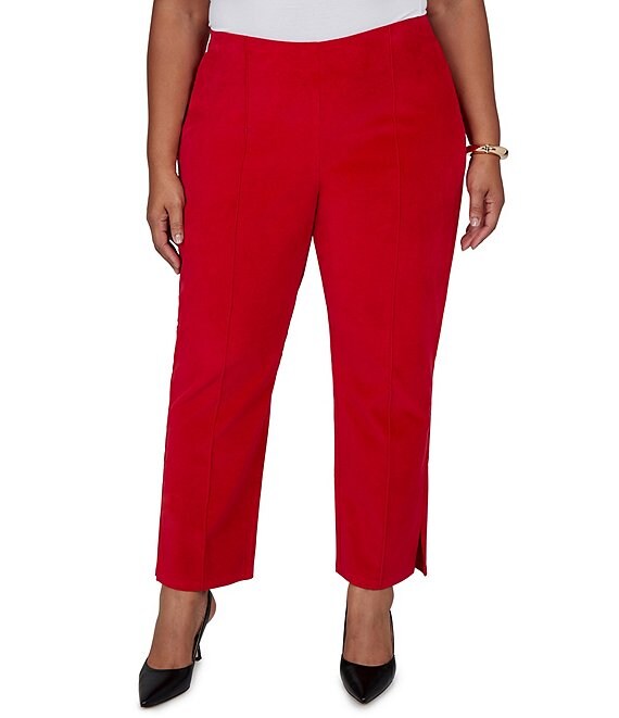 Ruby Rd. Plus Size Stretch Velvet Straight Leg Ankle Pants