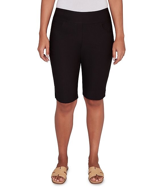 Ruby Rd. Silky Tech Bermuda Pull-On Shorts, Black - Image 1