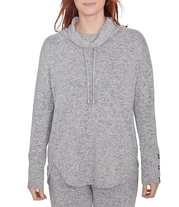 Ruby Rd. Ultra-Soft Cowl Neck Long Sleeve Knit Sweater, Gray Heather - Image 1