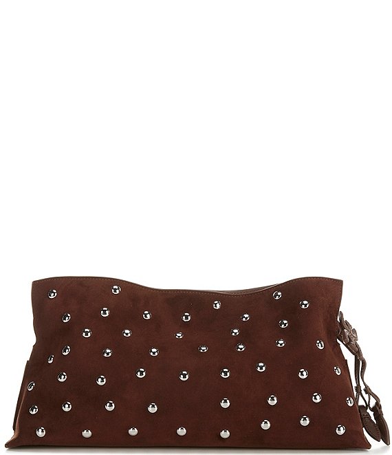 Sam Edelman Poppy Suede Studded Oversized Clutch, Spiced Pecan - Image 1