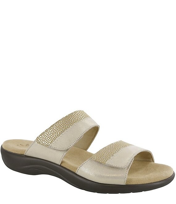 Color:Golden - Image 1 - Nudu Printed Leather Slides