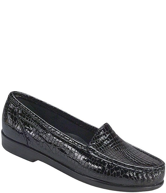 SAS Simplify Croco Print Leather Moccasin Loafers