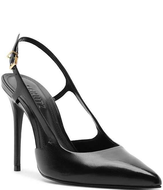 Schutz Boris Leather Slingback Pointed Toe Pumps