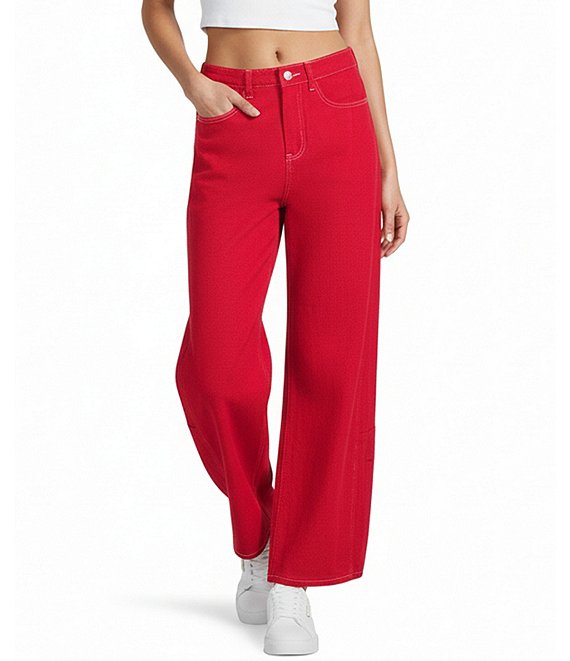 Signature 8 Barrel Leg Coordinating Denim Jeans, Red - Image 1