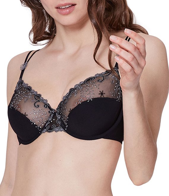 Color:Moonlight - Image 1 - Delice Floral-Embroidered Full Coverage Bra