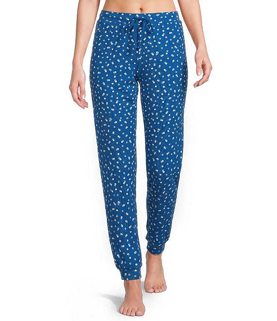 Sleep Sense Confetti Dot Knit Drawstring Tie Coordinating Sleep Joggers