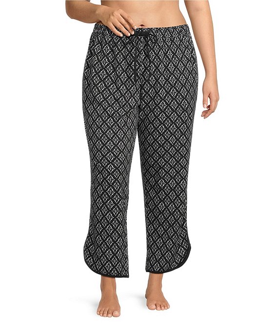 Sleep Sense Plus Size Black Geo Print Coordinating Sleep Pants, Black Geo - Image 1