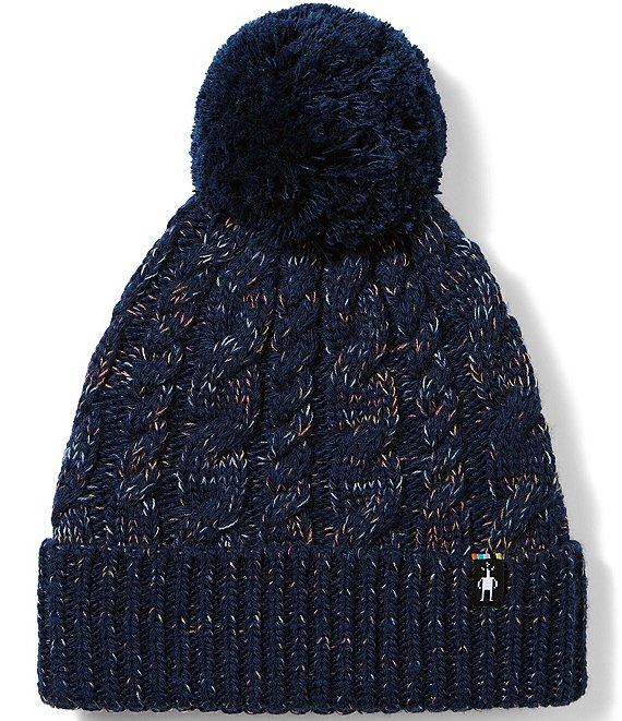 SmartWool Isto Cable Knit Merino Wool Retro Pom Beanie, Deep Navy - Image 1