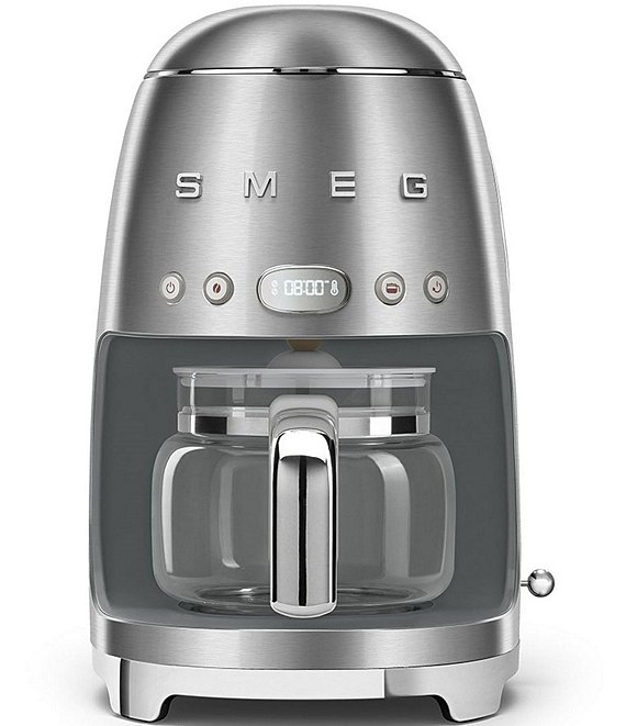 SMEG 50's Retro Style Aesthetic Drip Filter 10-Cup Silver Coffee Maker
