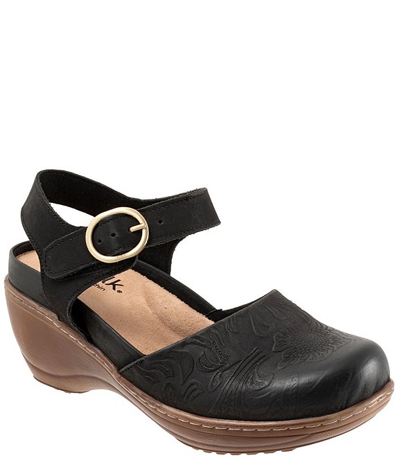 SoftWalk Mabelle Tooling Leather Embossed Clogs