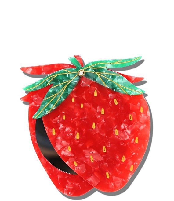 Solar Eclipse Hand-Painted Strawberry Compact Mirror