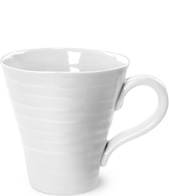 Color:White - Image 1 - Ribbed Porcelain Mug