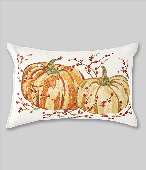 Southern Living Festive Fall Collection Embroidered Pumpkin Breakfast Pillow